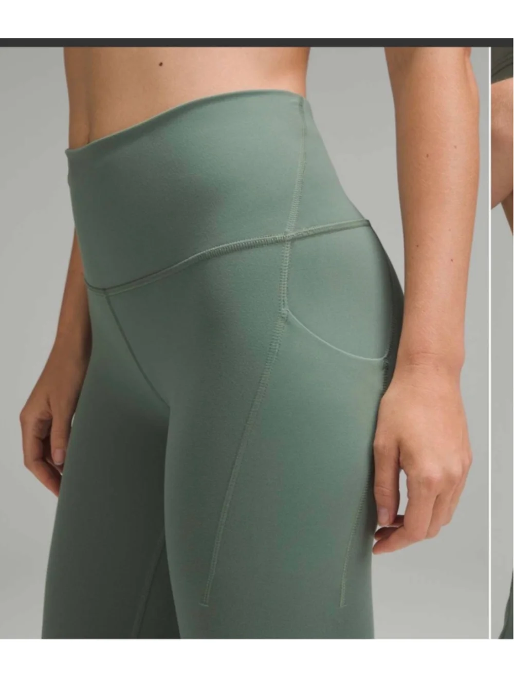 Lululemon Wunder Train High-Rise Leggings w/Pockets in Grey Eucalyptus, Sz 4